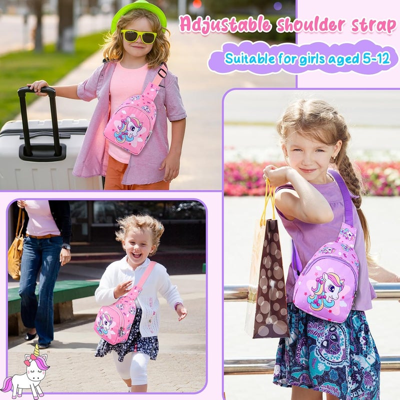 Cosblank 2 Pcs Christmas Small Crossbody Bag Girls Cute Cartoon Unicorn Sling Bag Shoulder Coin Pouch for Travel(Stylish) - Image 5